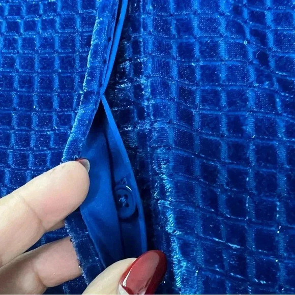 Soft Surroundings Ivy Shirt Women Sz M Velvet Burnout Cobalt Blue Jewel Button - Picture 6 of 13